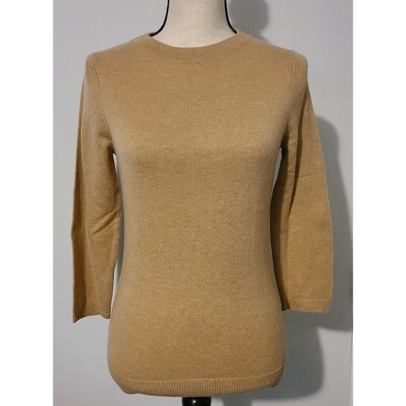 WOMEN'S TALBOTS CASHMERE PULLOVER BEIGE 34 SLEEVE SZ SMALL - Picture 1 of 6